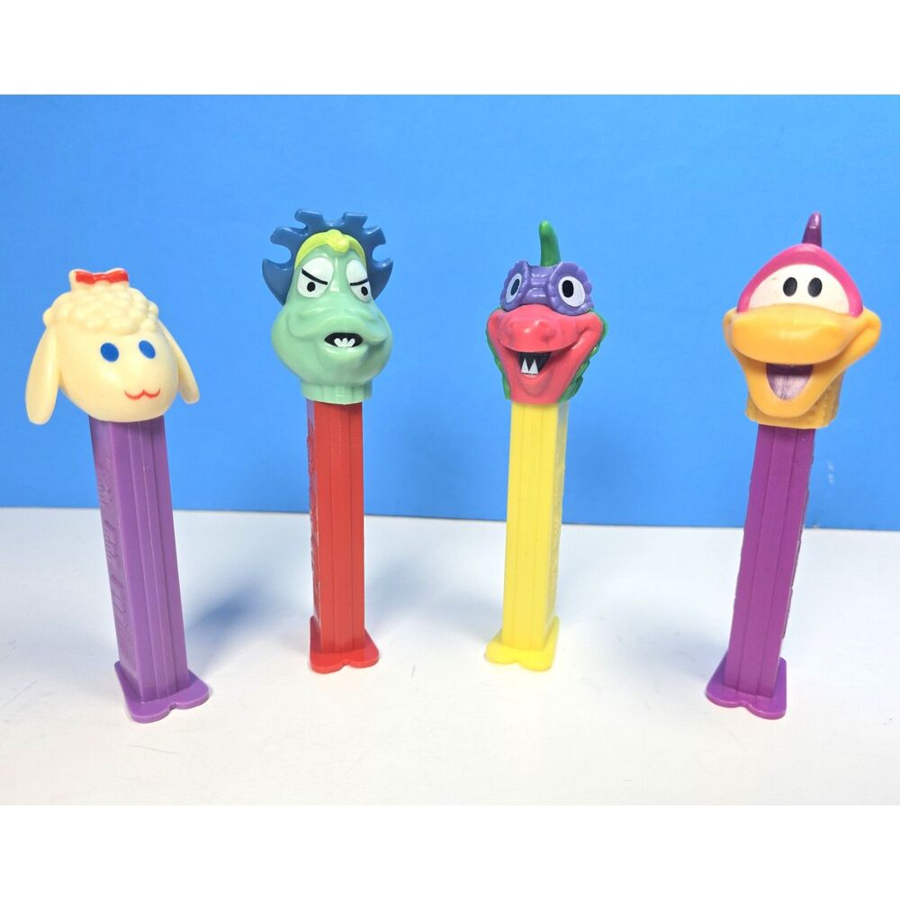 Vintage PEZ dispenser 4 Lot Monster Lamb Dragon Fantasy Bird Candy Collectible